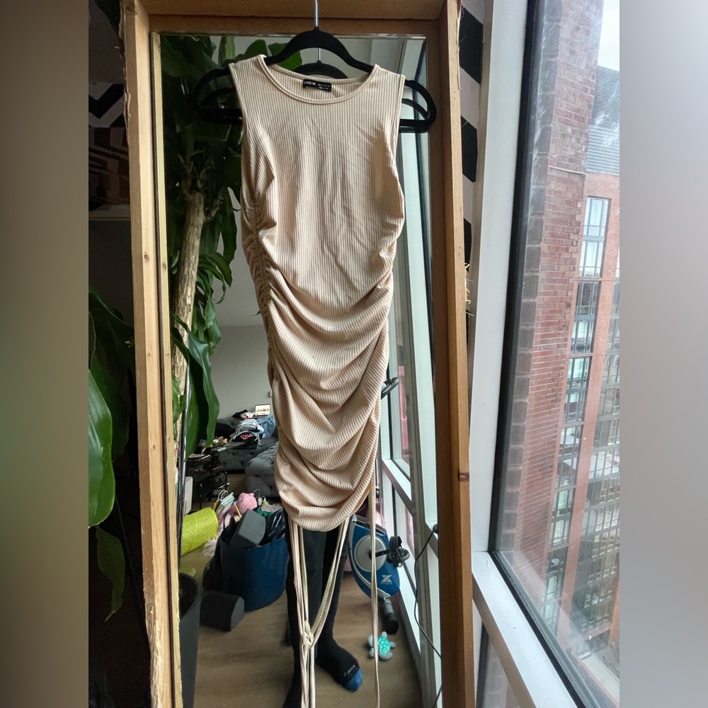 Ribbed Drawstring Side Dress - image 3